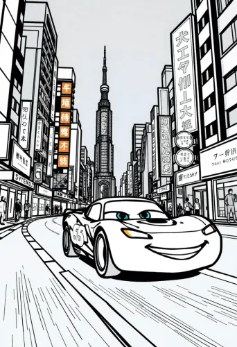 lightning mcqueen coloring page​