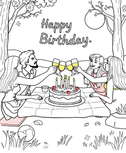 happy birthday coloring pages