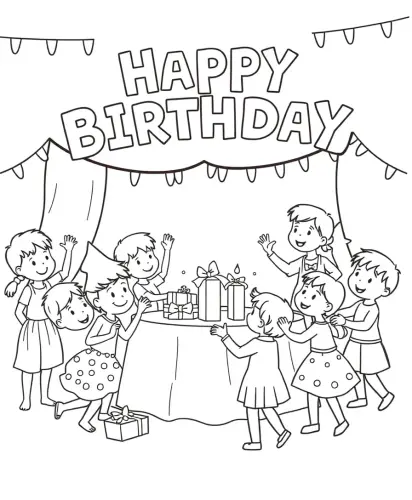 happy birthday coloring pages